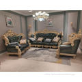 luxury Antique living room furniture leather sofa set and gold white fabric living room sofa set